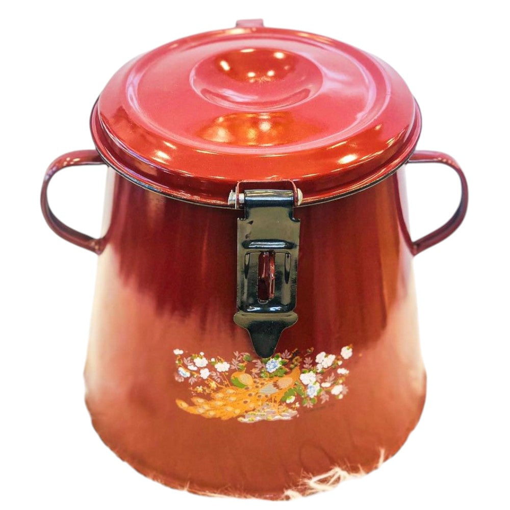 Garnita emailata 5L/ 10 L , cu Capac si Prindere ,Pictata, Diverse Culori