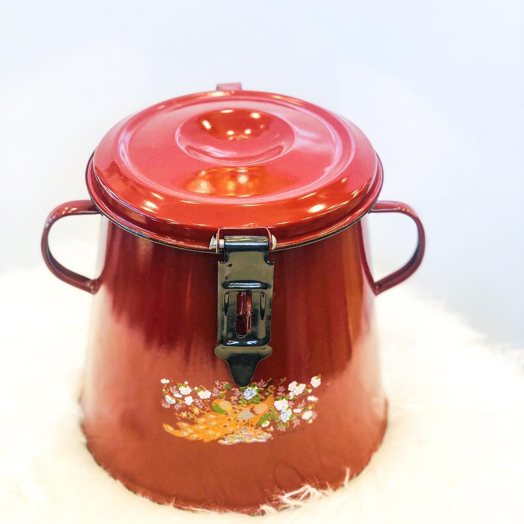 Garnita emailata 5L/ 10 L , cu Capac si Prindere ,Pictata, Diverse Culori