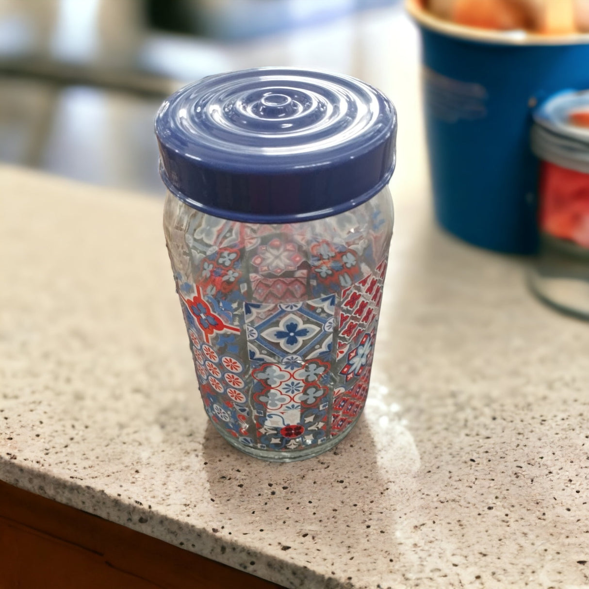 Borcan din Sticla cu Capac de plastic, 1000 ml