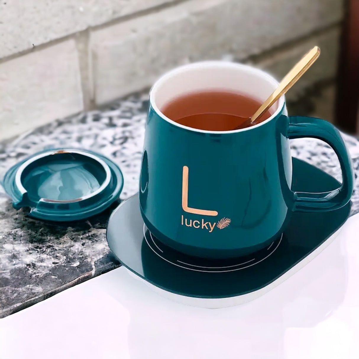 Cana Ceramica cu Incalzitor si Lingurita