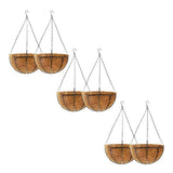 Set 6 Ghivece Suspendat Decorativ cu lant, rotund, Otel, Fibra Cocos