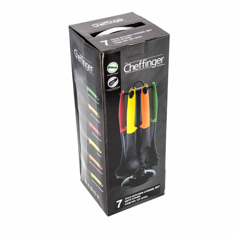Set 6 ustensile de bucatarie cu suport Cheffinger, multicolor