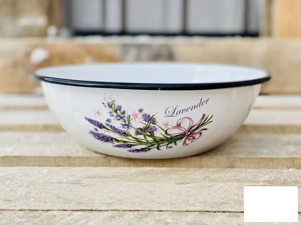 Bol/Castron Emailat cu decor , 0.6/1.5 Litri