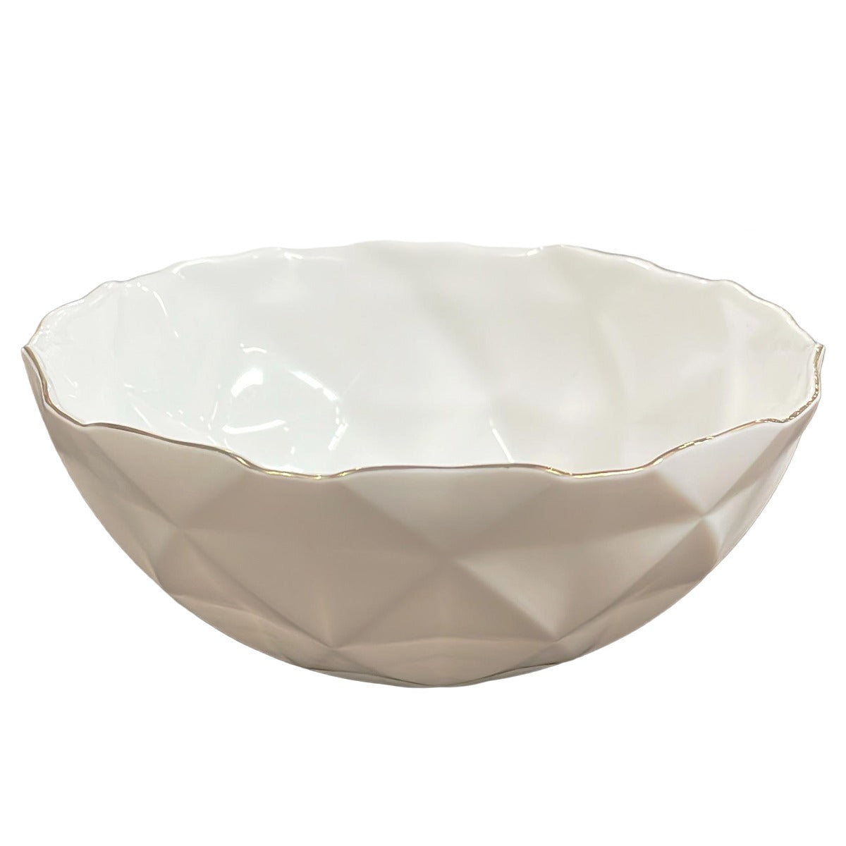 Bol opal cu margine aurie , model Hexagonal , 15 cm