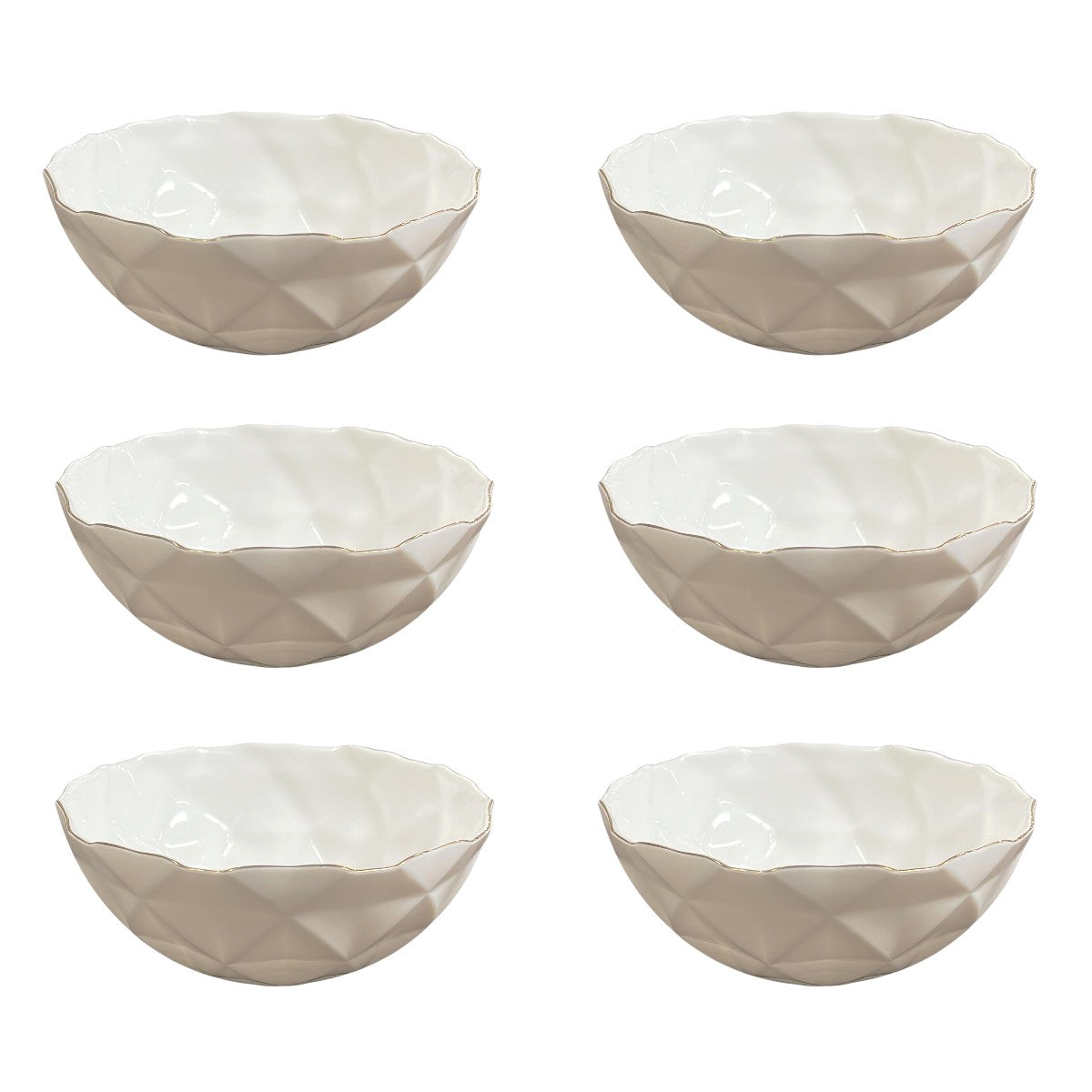 Bol opal cu margine aurie , model Hexagonal , 15 cm