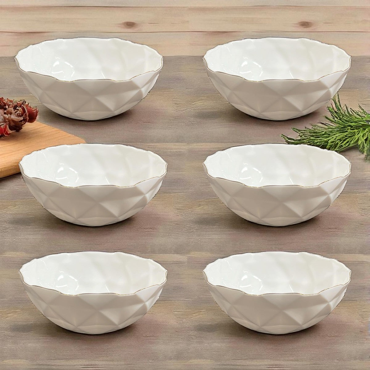 Bol opal cu margine aurie , model Hexagonal , 15 cm