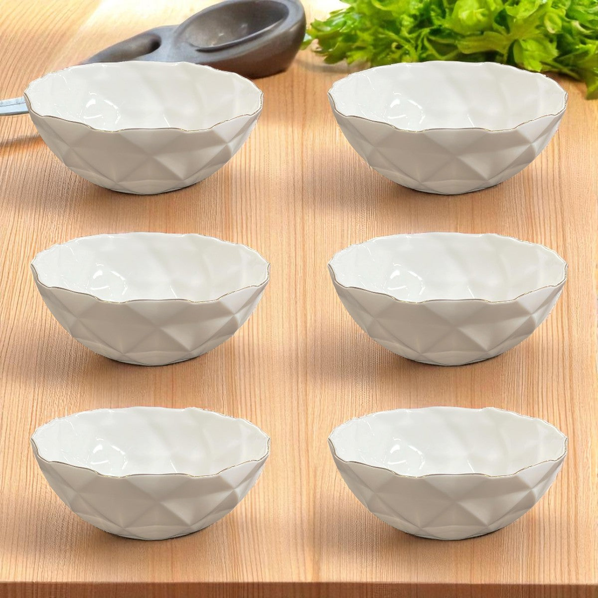 Bol opal cu margine aurie , model Hexagonal , 15 cm