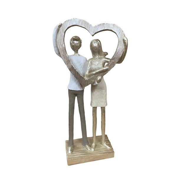 Statueta Ornament Indragostiti cu Inima din rasina , 29x13 cm