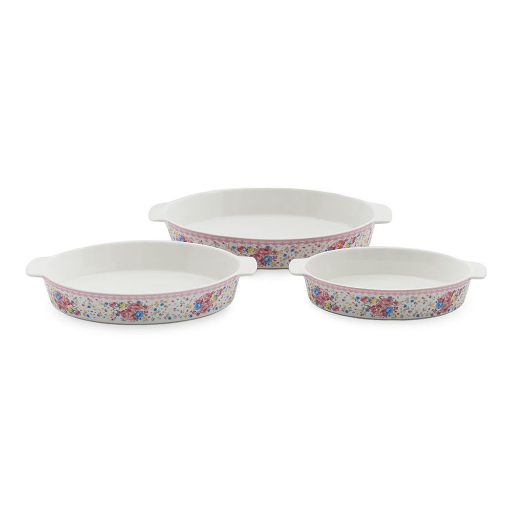 Set 3 Tavi ceramica cu manere, Model Floral