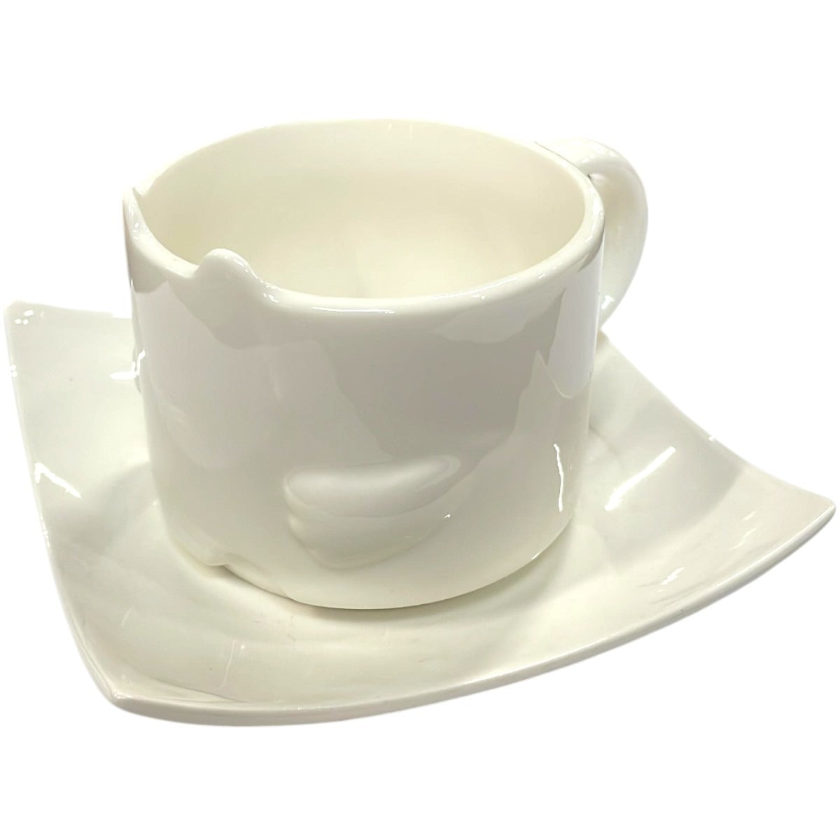 Set 6 cesti cu farfurioare , model 3D pisica , Portelan , 200 ml