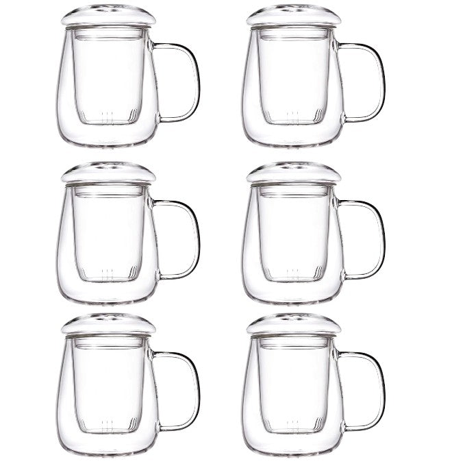 Set 6 Cani cu Infuzor pentru Ceai, Sticla Termorezistenta