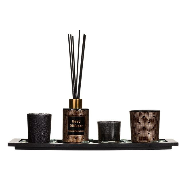 Set Aromaterapie cu Suport pentru Ulei Parfumat ,Lumanari si Bete