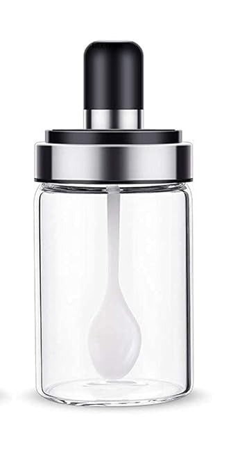 Set Oliviera 600 ml si 3 recipiente condimente cu lingurite 200 ml, sticla + plastic