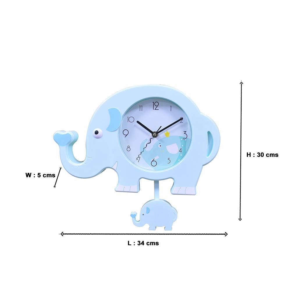 Ceas de perete copii ,model Elefant cu Pendul, plastic , 34x30x5 cm