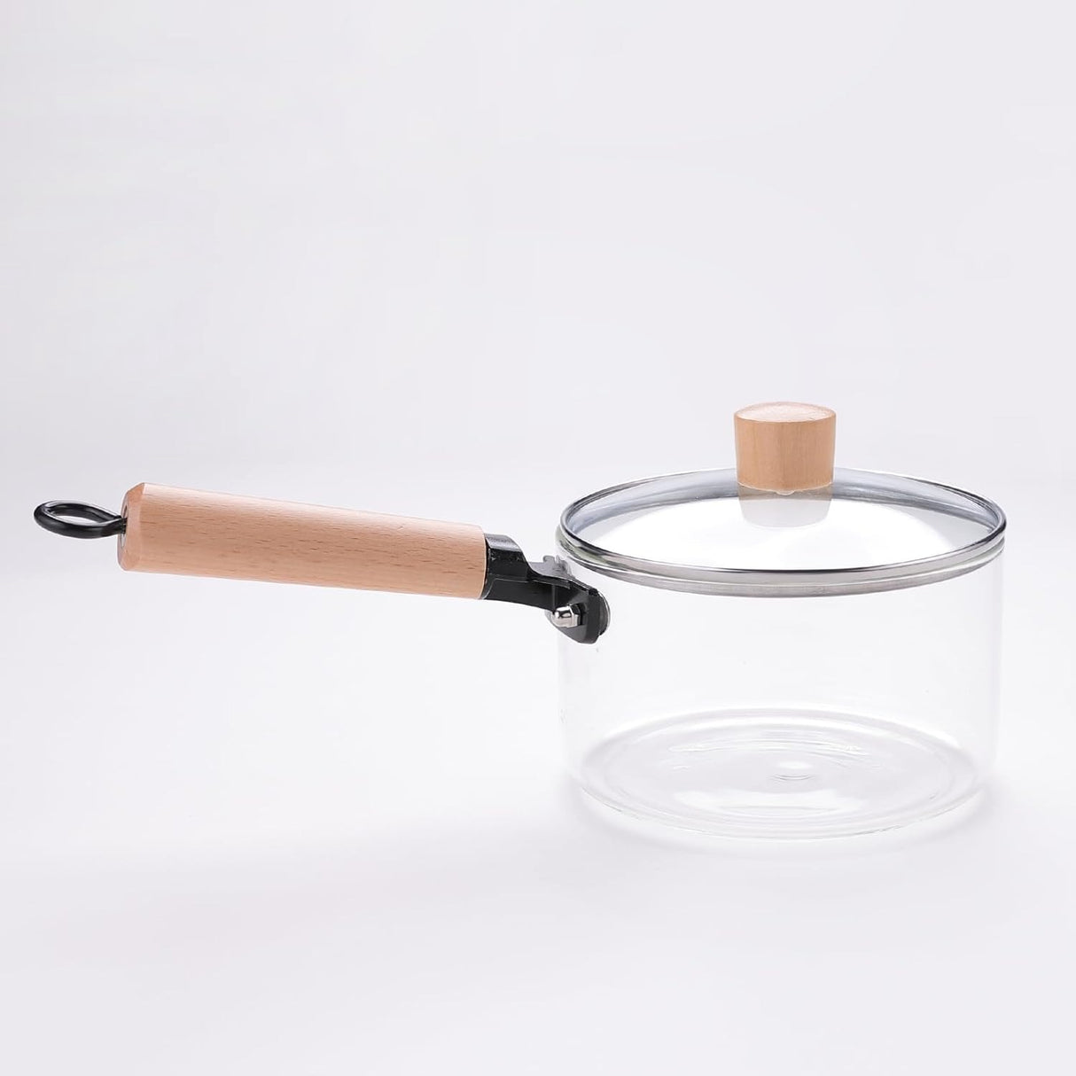 Cratita din sticla Transparenta, 1.8 litri cu maner din Lemn si Capac