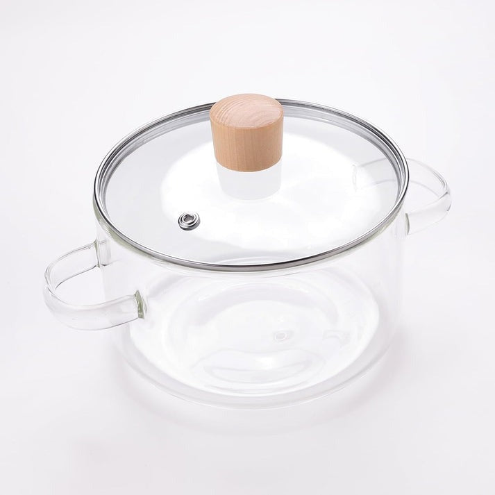 Oala cu Capac din Sticla Transparenta, Manere din Sticla, Termorezistenta, 3.2 Litri