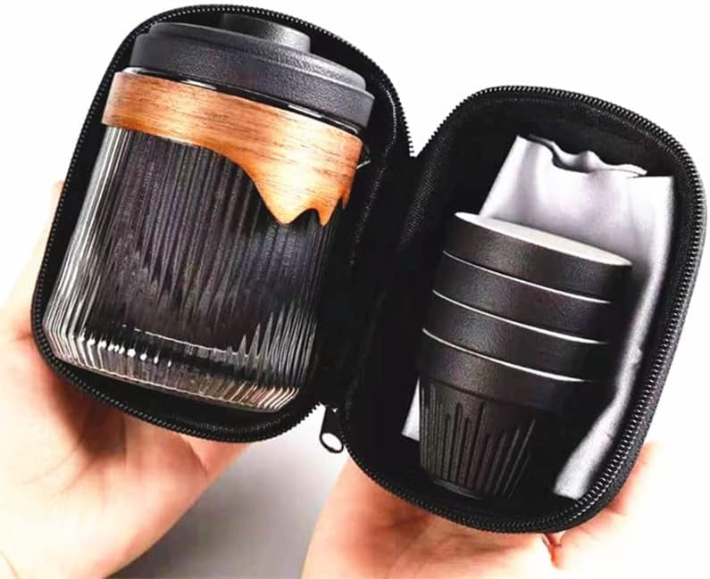 Set de ceai pentru Calatorie , 4 cesti , infuzor si geanta