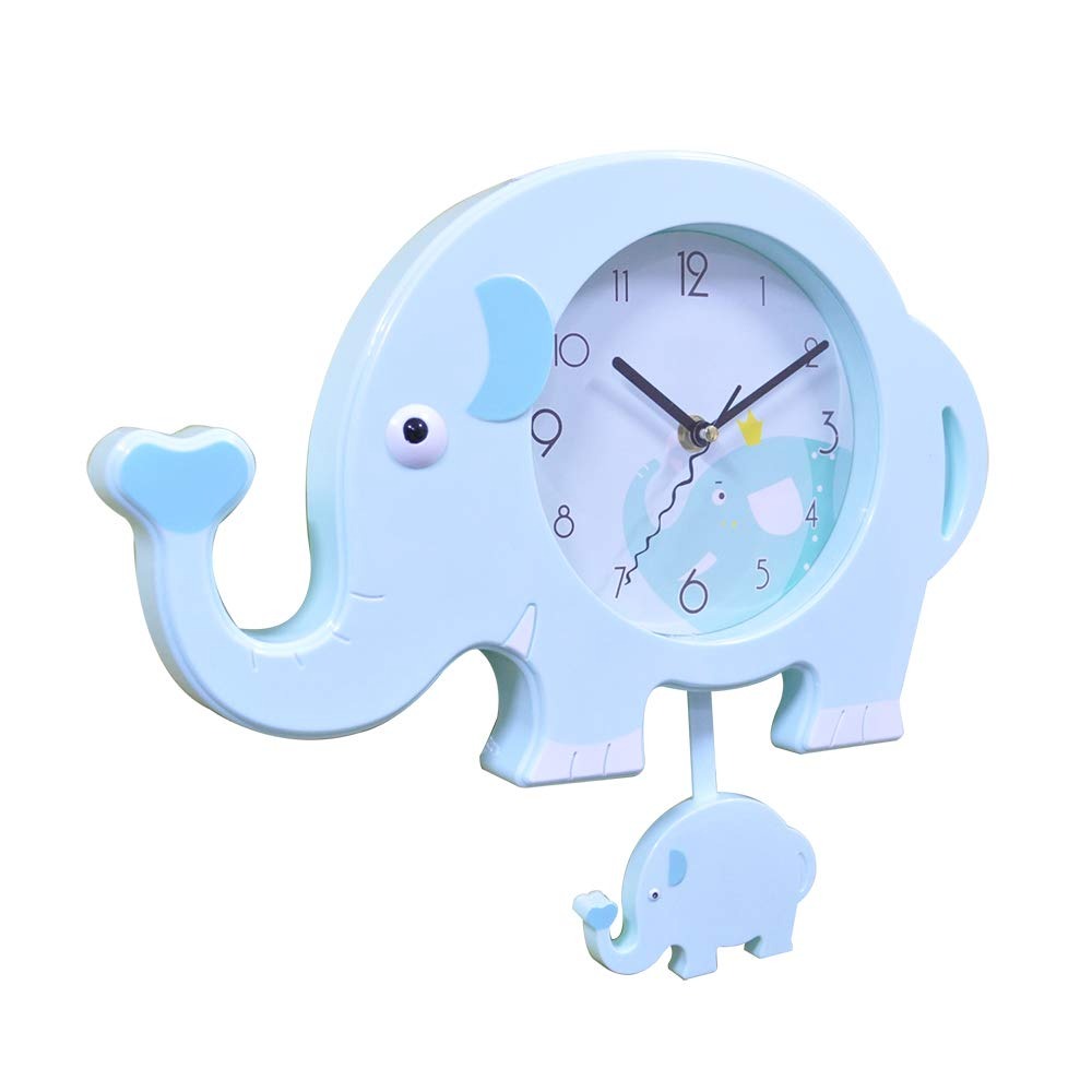 Ceas de perete copii ,model Elefant cu Pendul, plastic , 34x30x5 cm