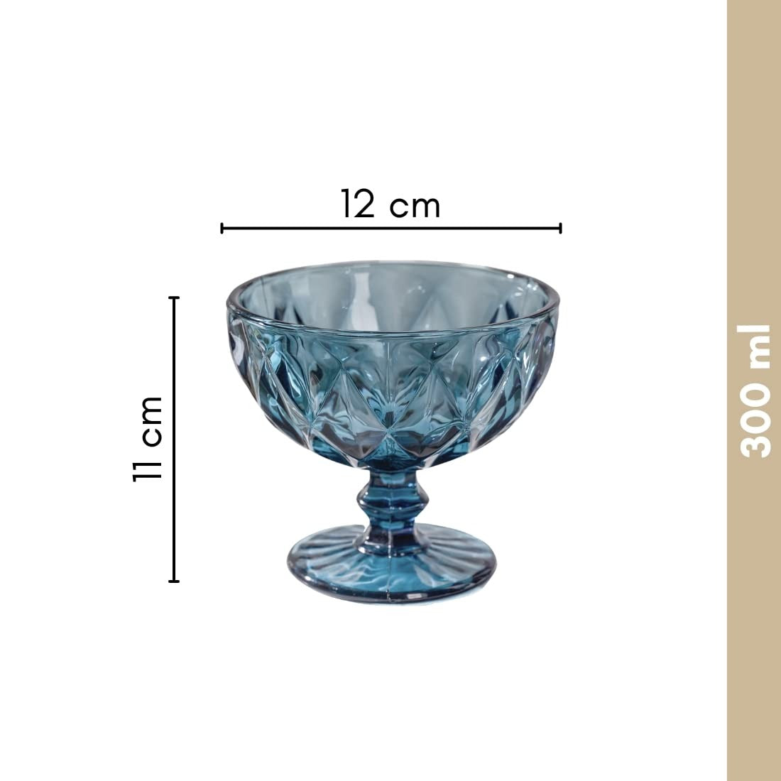 Set 6 cupe inghetata albastru-fumuriu , 300 ml