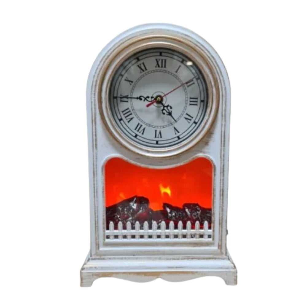 Ceas retro cu semineu, Plastic, 40x25 cm