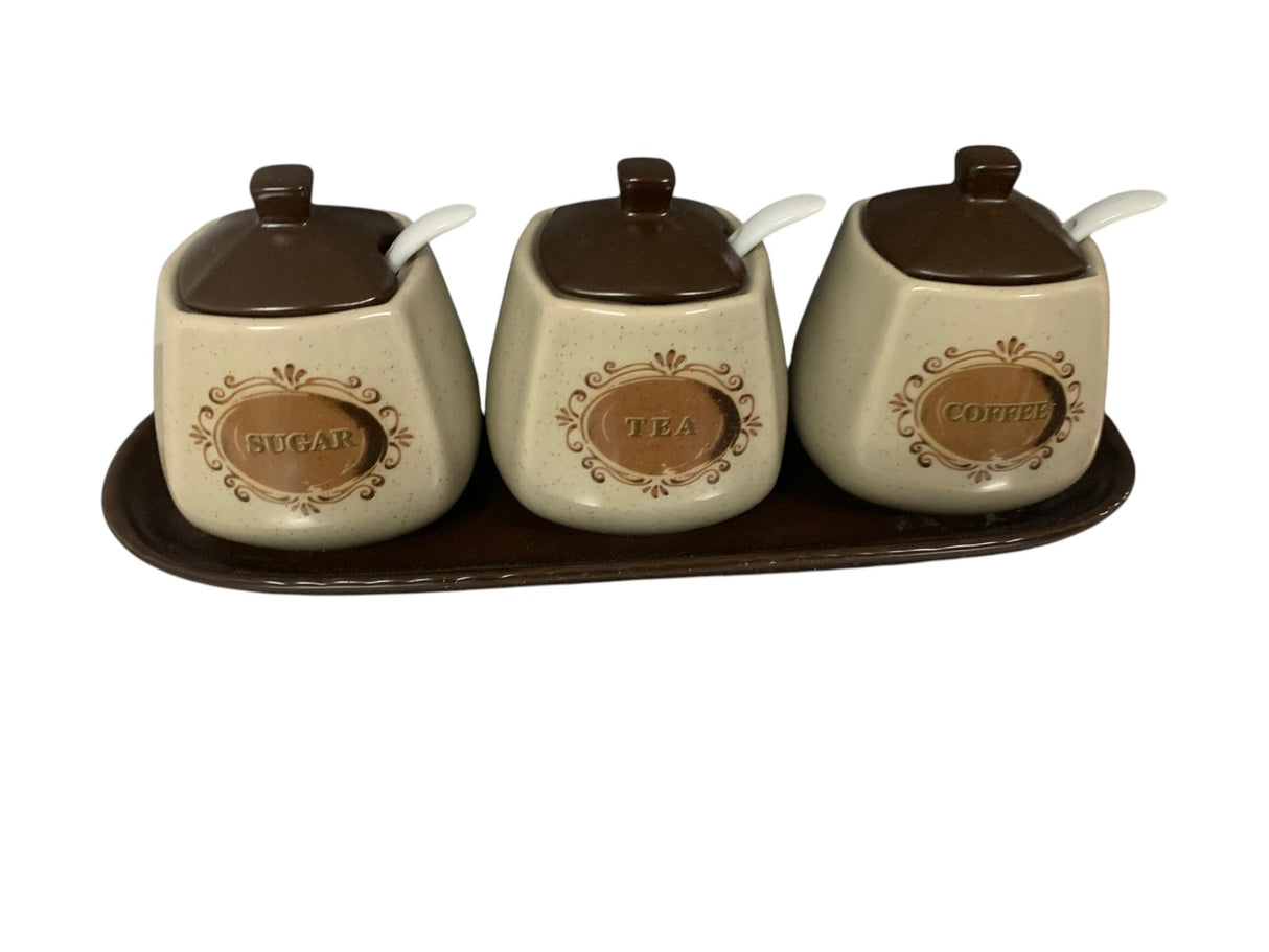 Set 3 Recipiente Condimente, 3 Lingurite Ceramica , 30x11 cm