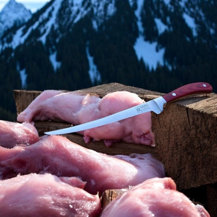 Cutit Profesional pentru Filetat si Taiat, Otel, Maner din lemn rosiatic, 31/ Lama 18 cm