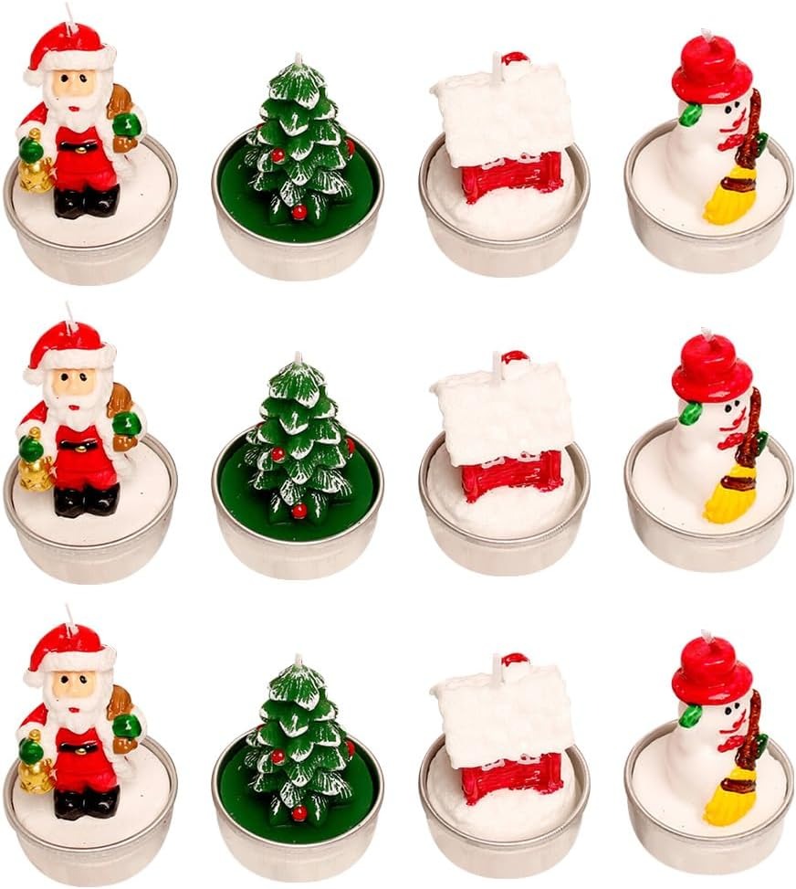 Set 4 lumanari de Craciun Braduti,6 cm, Multicolor