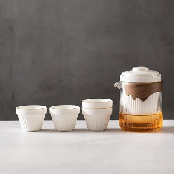 Set de ceai pentru Calatorie , 4 cesti , infuzor si geanta