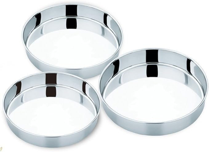 Set 3 tavi pentru Cuptor din Metal, Rotunde, Argintii