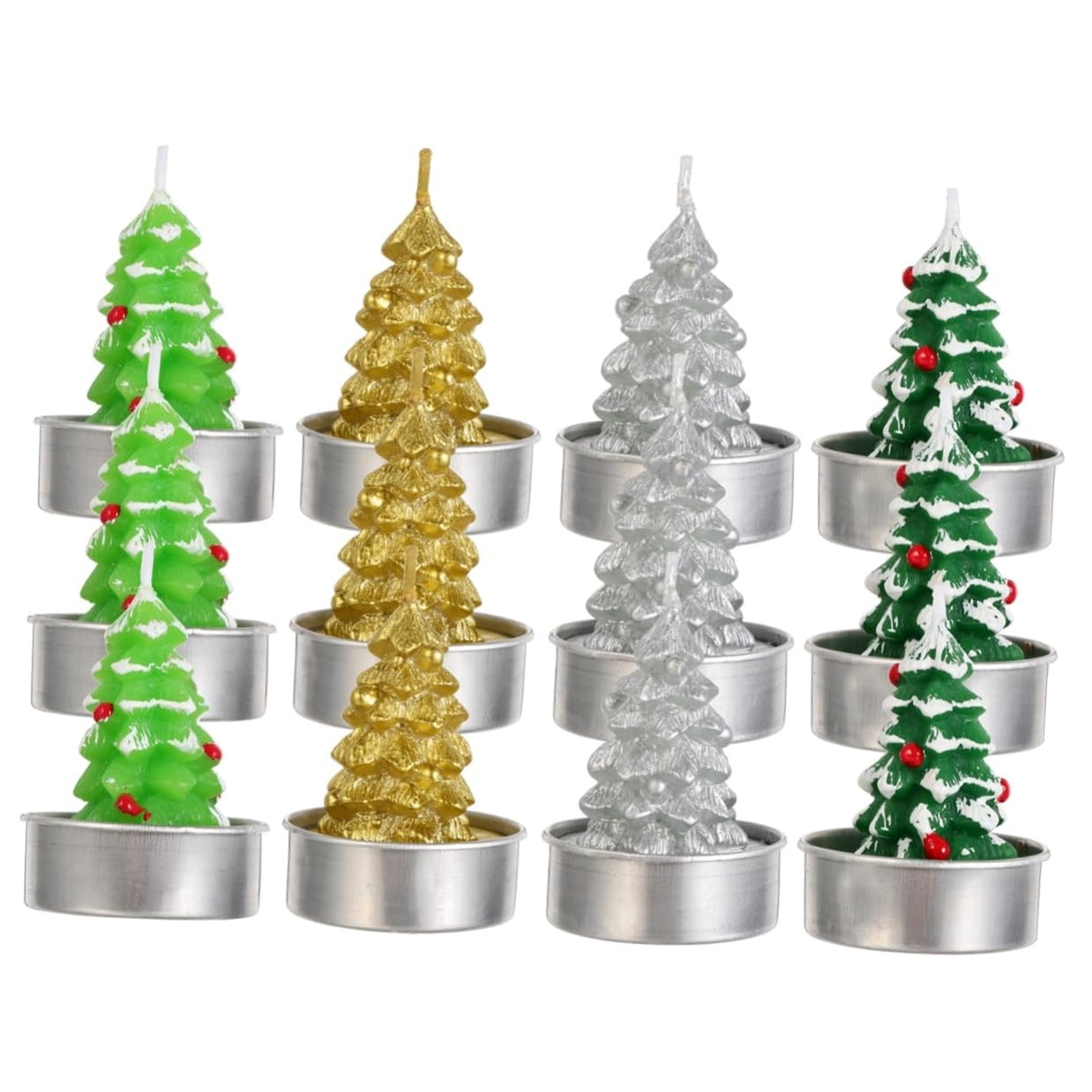 Set 4 lumanari de Craciun Braduti,6 cm, Multicolor