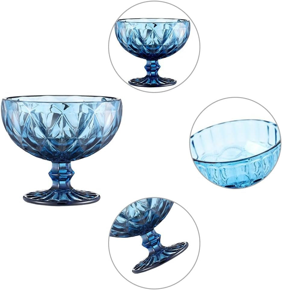 Set 6 cupe inghetata albastru-fumuriu , 300 ml