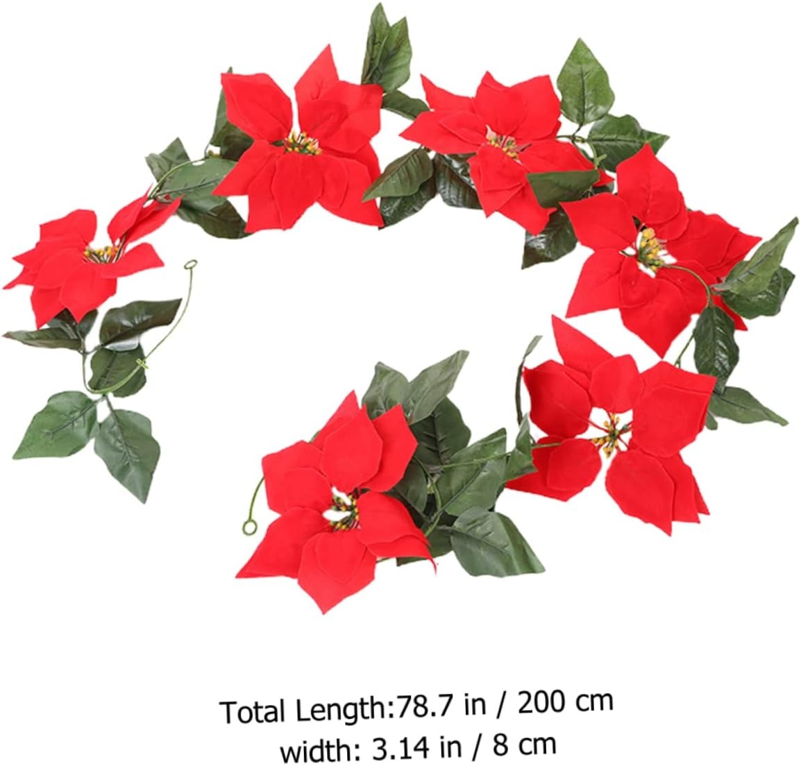 Ghirlanda cu Flori Decorative, Model Craciunita, 200 cm