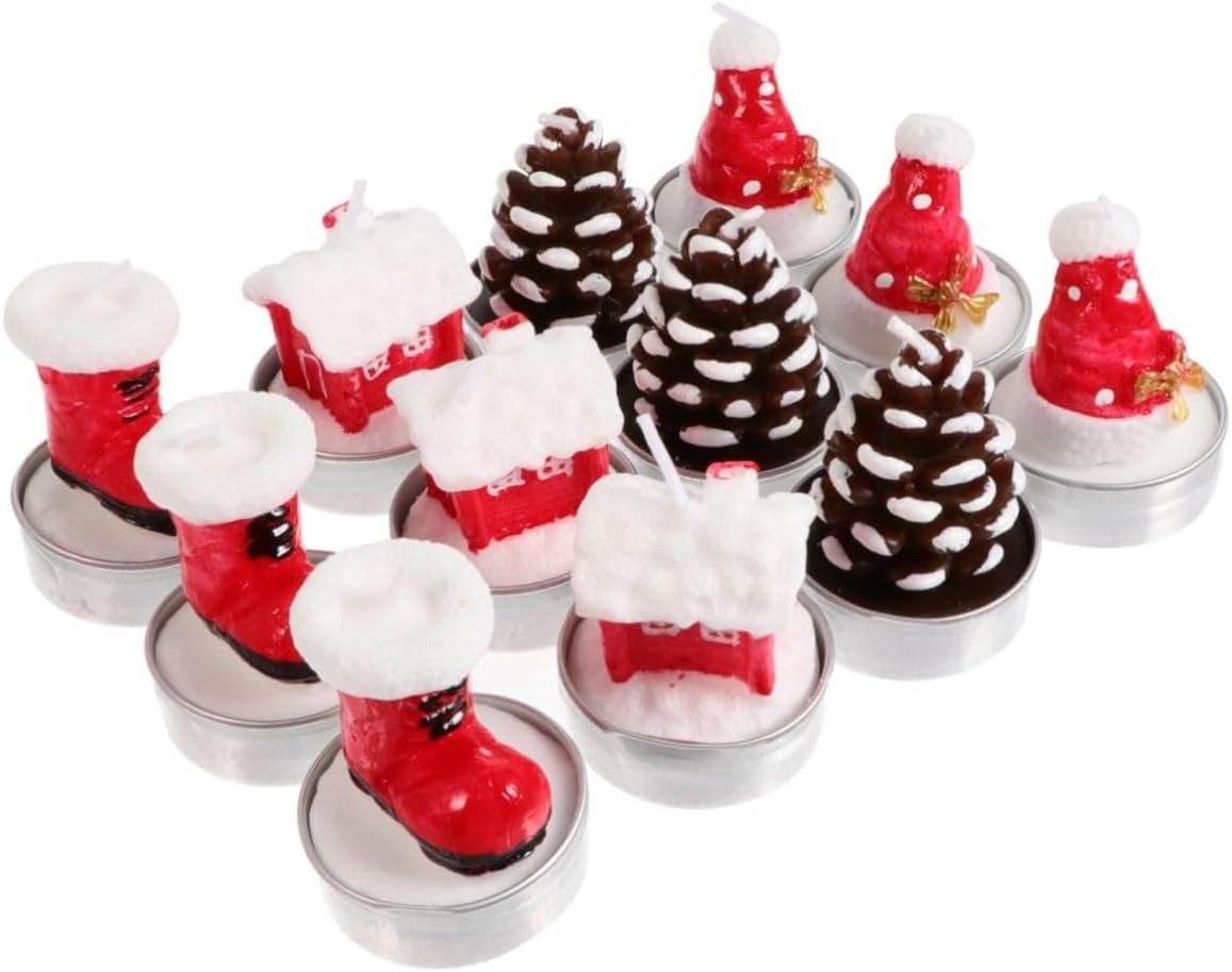 Set 4 lumanari de Craciun Braduti,6 cm, Multicolor