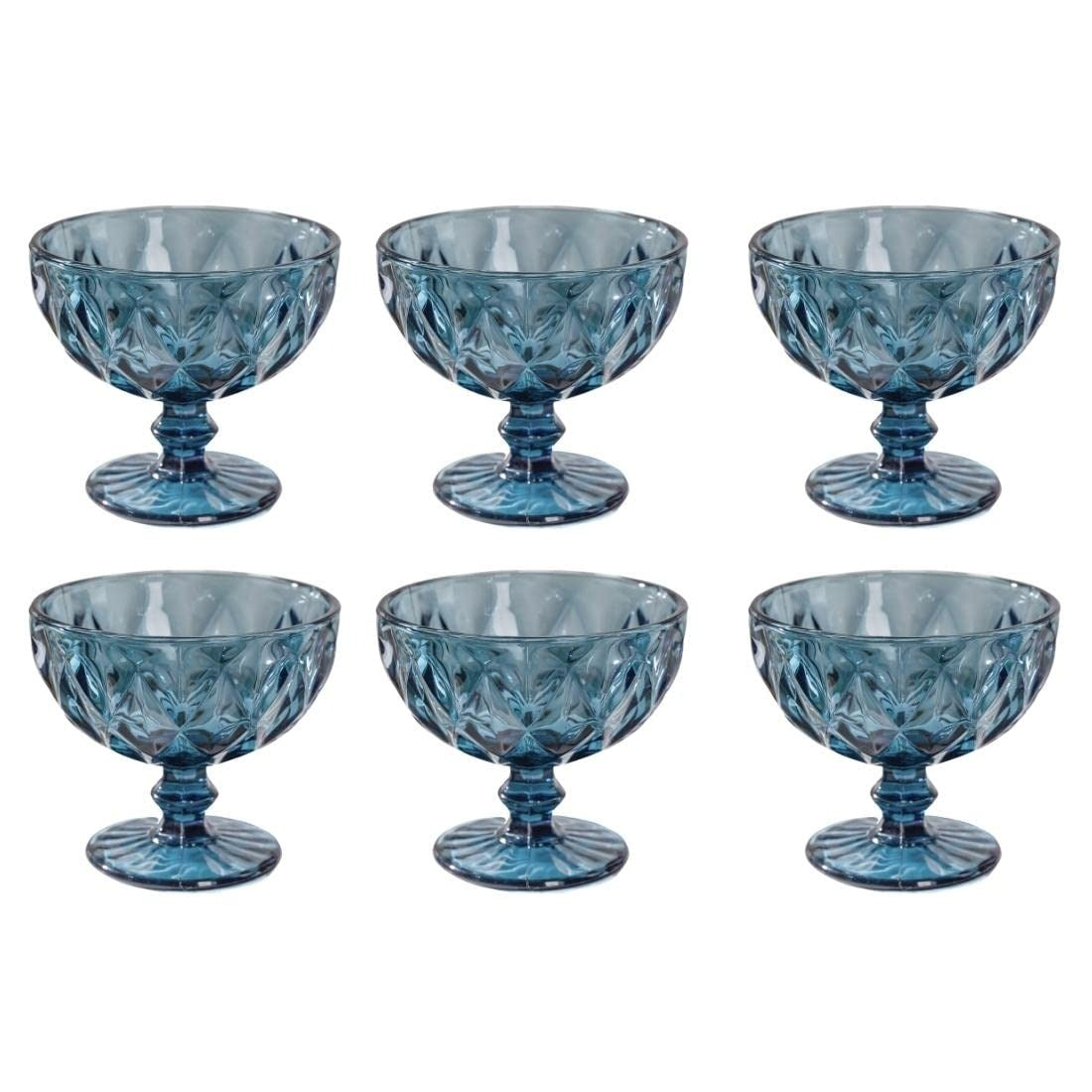 Set 6 cupe inghetata albastru-fumuriu , 300 ml