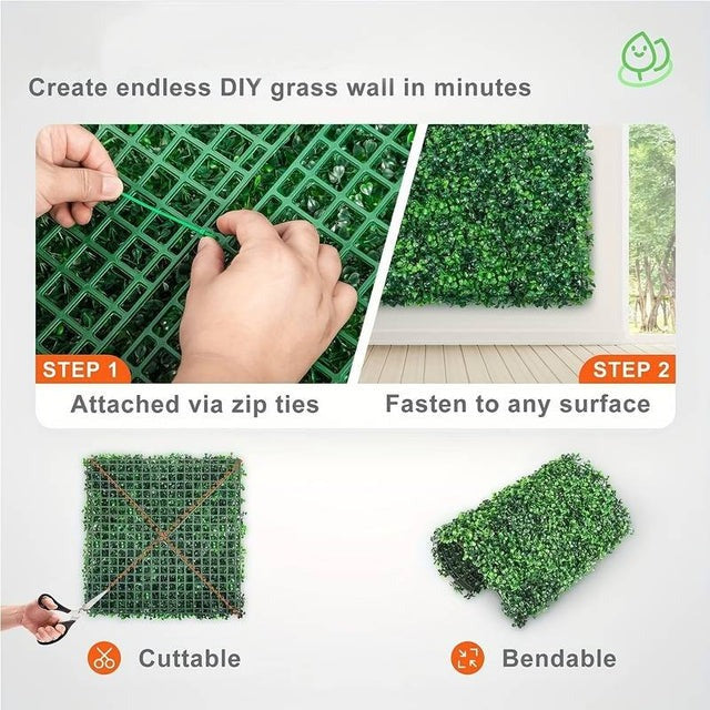 Set Plasa de Catarare +12 Panouri Gazon Artificial 60x40 cm si Prindere