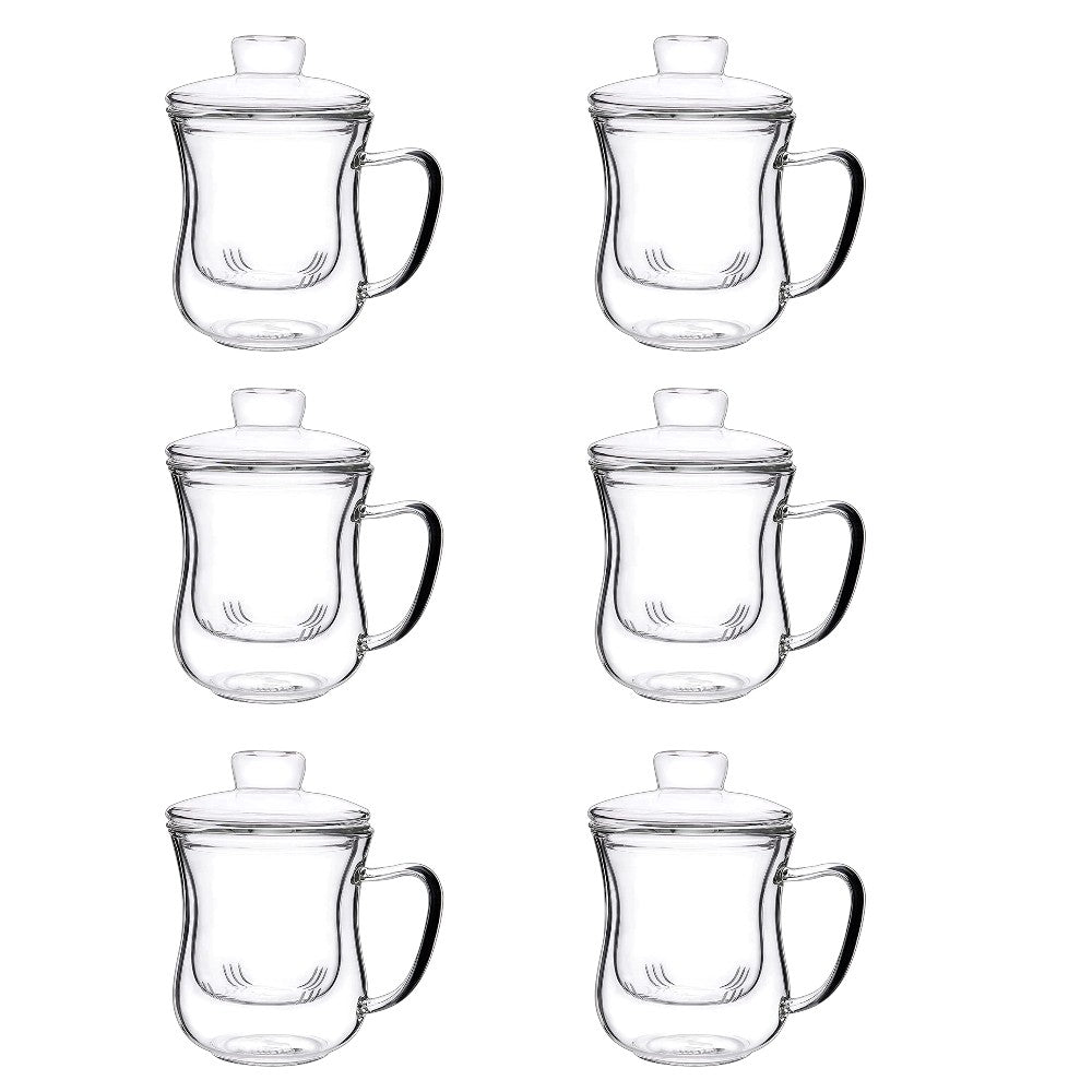 Set 6 Cani cu Infuzor pentru Ceai, Sticla Termorezistenta