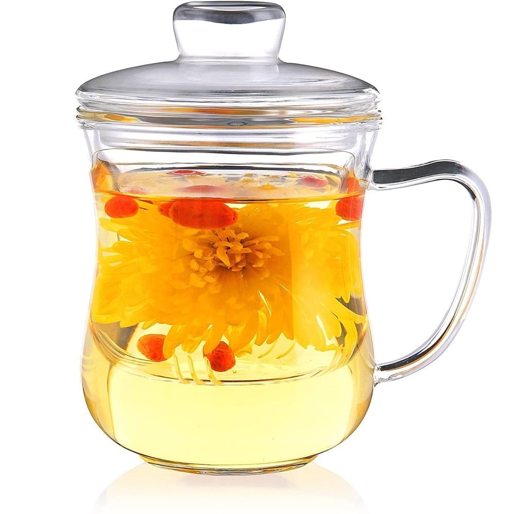 Cana cu Capac si Infuzor pentru Ceai, Sticla Termorezistenta