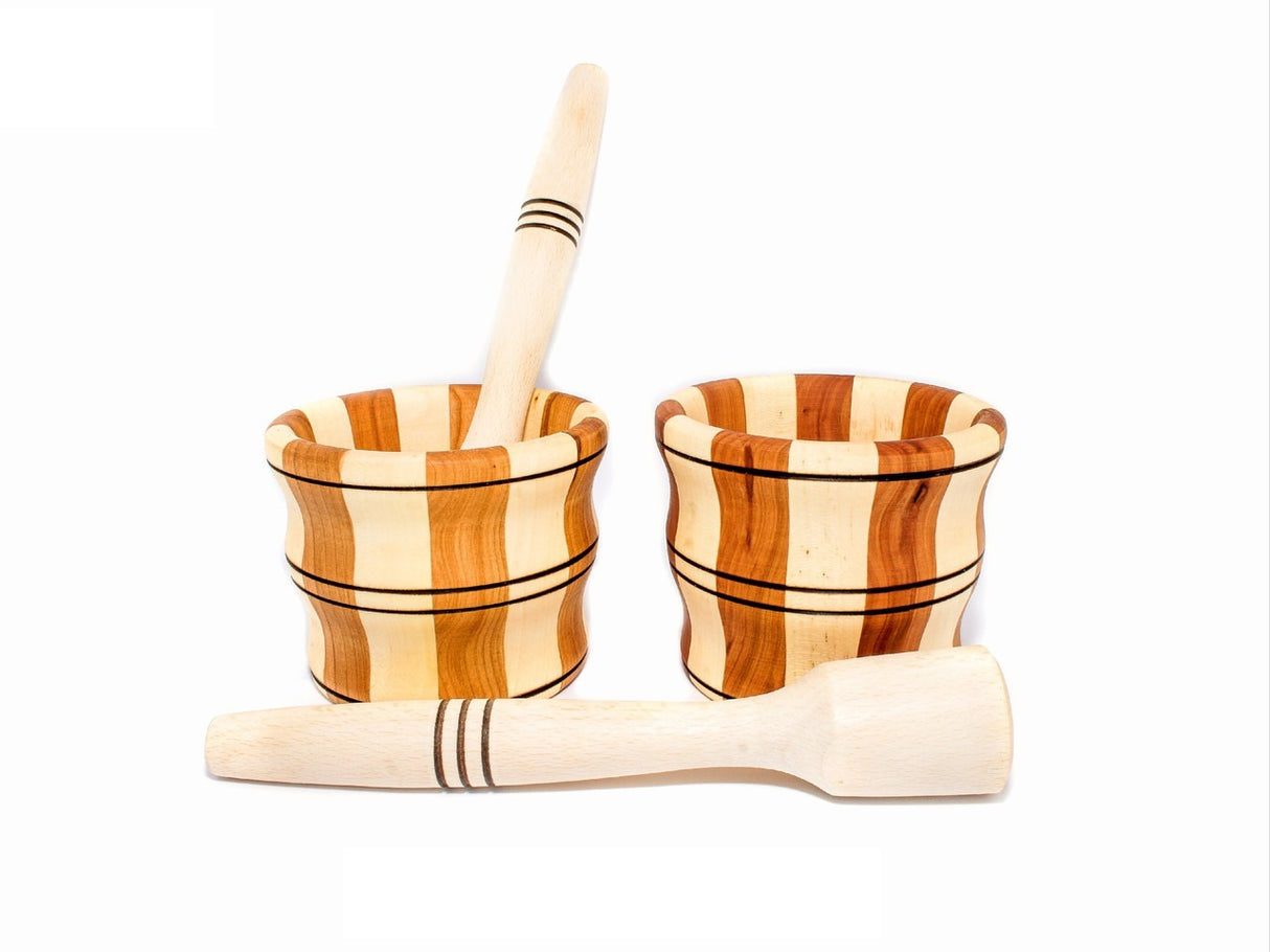 Mojar cu Pistil din Lemn Bicolor, 9x11.5 cm