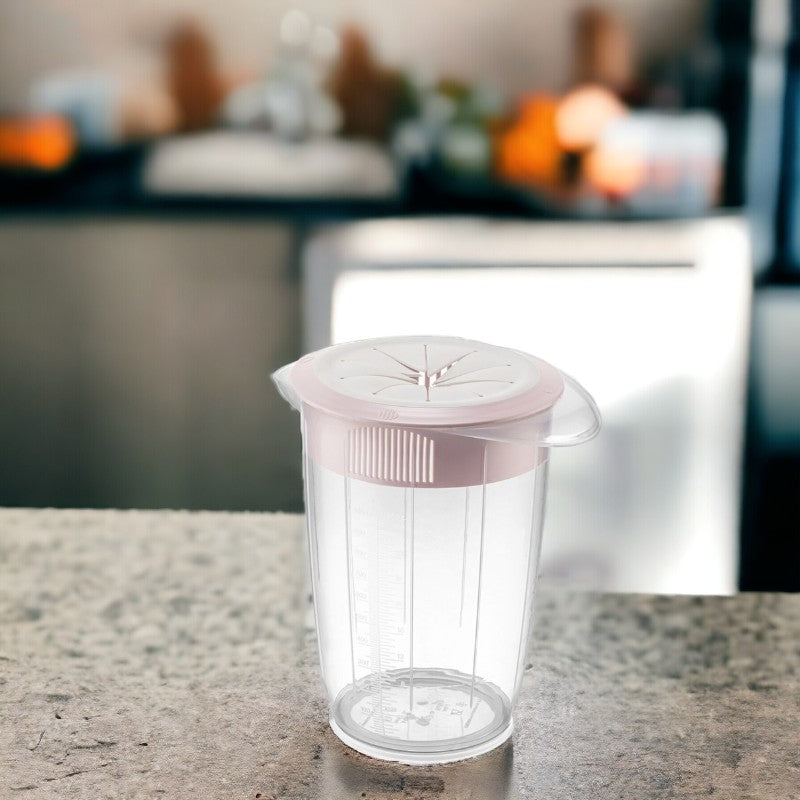 Bol gradat pentru mixer, capac inclus, 1.25 L, Transparent/Alb