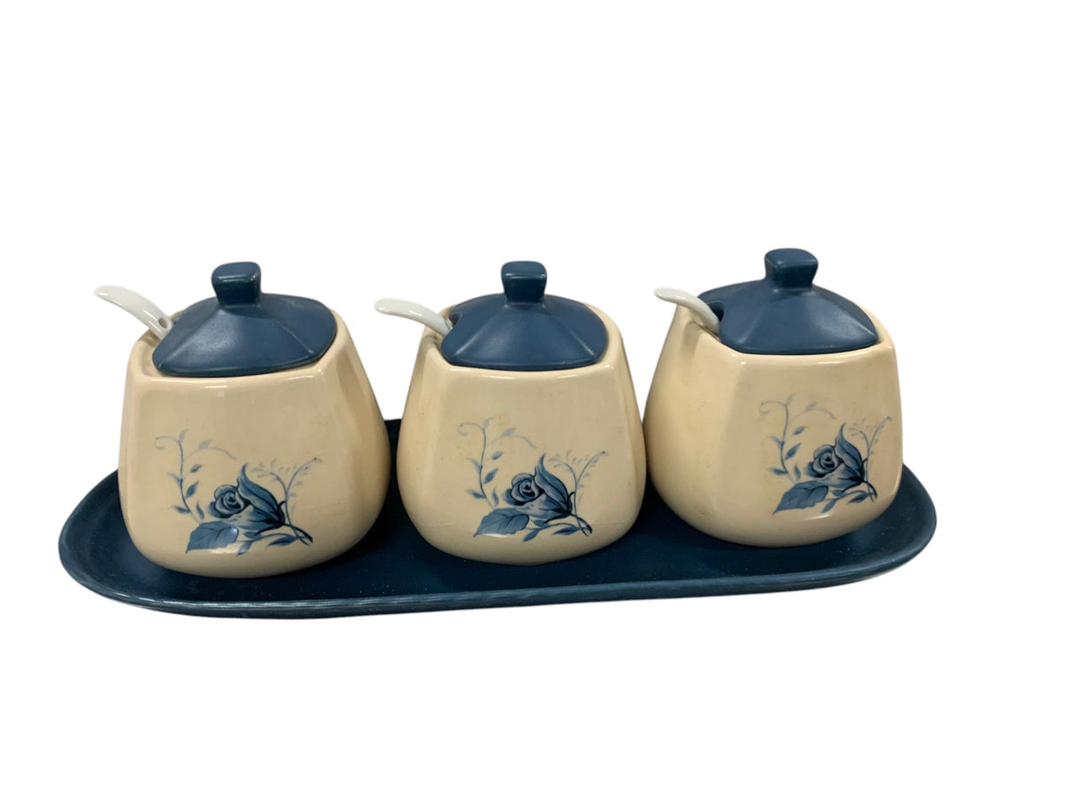 Set 3 Recipiente Condimente, 3 Lingurite Ceramica , 30x11 cm