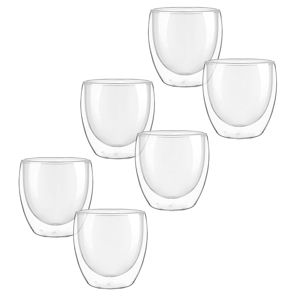 Set 6 Pahare cu Pereti Dubli, Cafea Espresso, Sticla Termorezistenta, 80 ml ST12