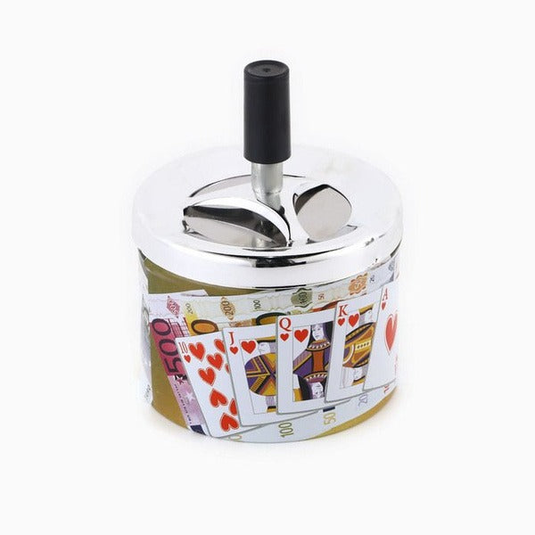 Scrumiera Rotativa din Metal, inchidere Etansa, 9x9 cm