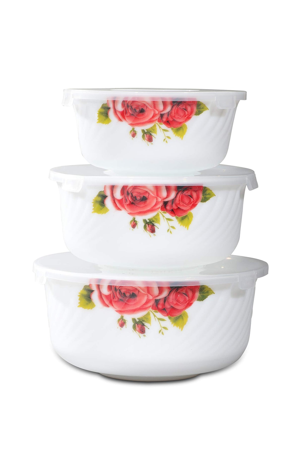 Set 3 Boluri/Caserole opal capac plastic, Etansare vid , Fructe