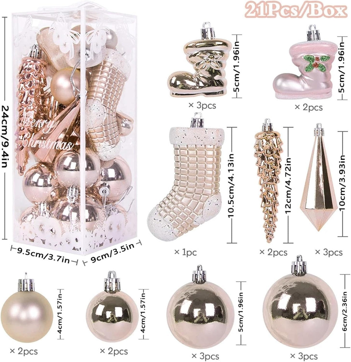 Set 21 de Ornamente Brad , Diverse Forme si Dimensiuni, Plastic