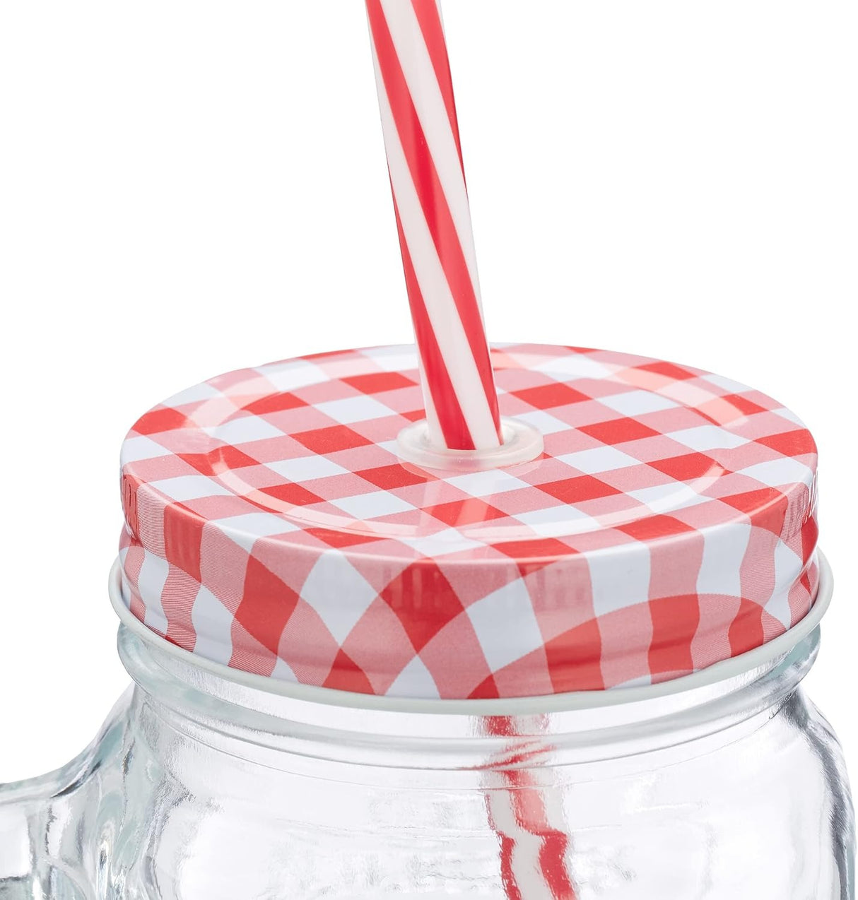 Pahar cu maner si pai pentru limonada tip borcan,sticla,450 ml