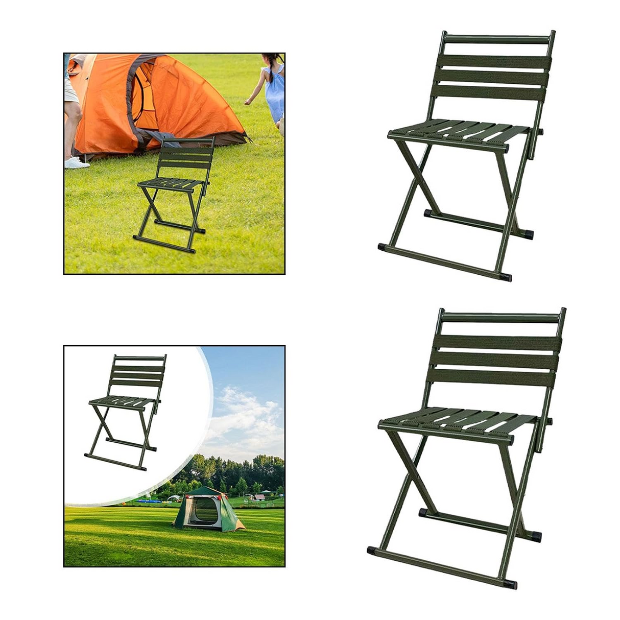 Scaun Pliabil de Camping si Pescuit cu spatar, Cadru Metalic