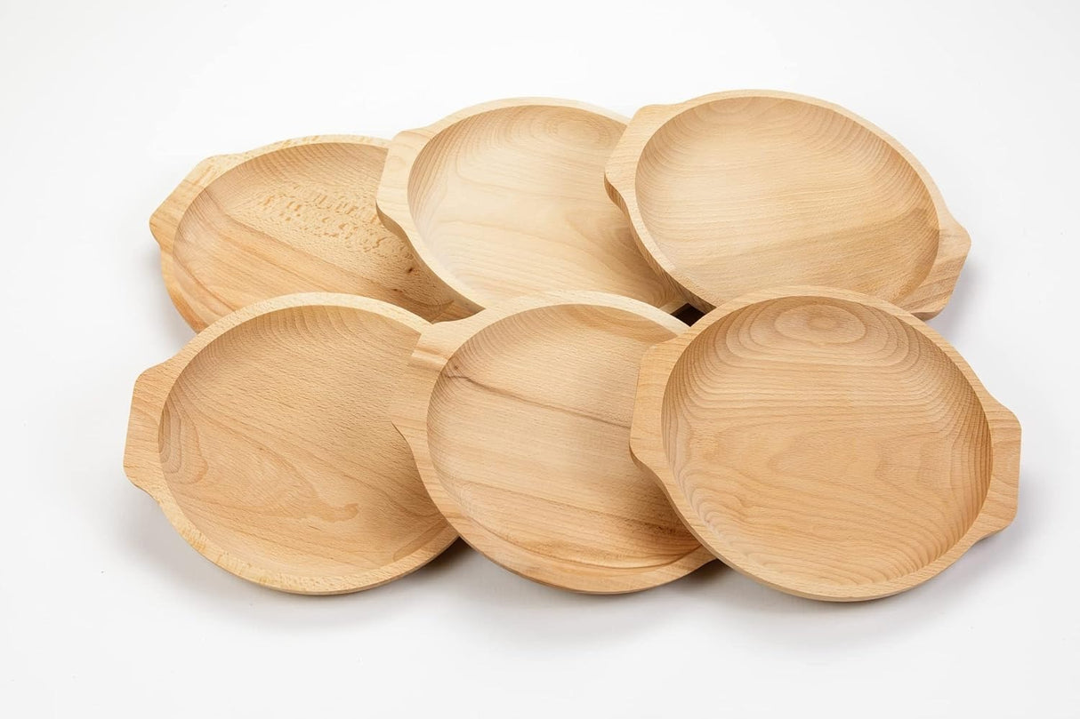 Set 6 farfurii din lemn cu forma rotunda , 22 cm