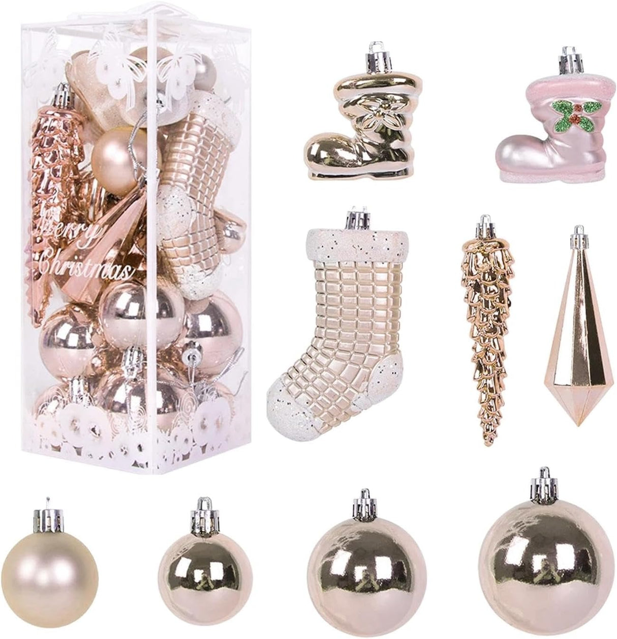 Set 21 de Ornamente Brad , Diverse Forme si Dimensiuni, Plastic