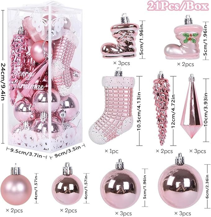 Set 21 de Ornamente Brad , Diverse Forme si Dimensiuni, Plastic