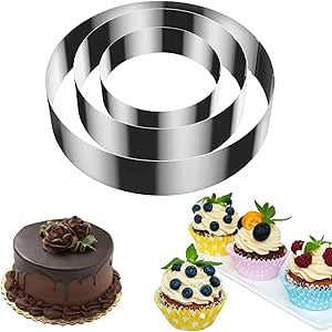 Set 3 Forme Prajituri, Otel Inoxidabil, 10/15/20 x 4.5 cm